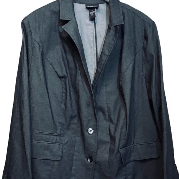 Lane Bryant Plus Size 26 Blazer Black Stretch Denim Womens Jacket - Picture 3 of 8